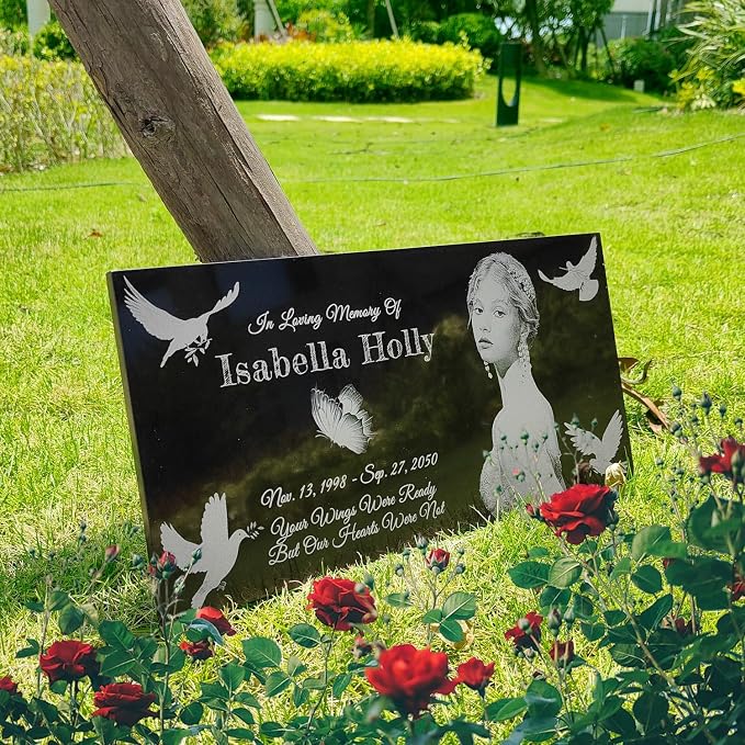 Human Memorial Stones Personalized, Grave Markers, Memorial Plaque Outdoors, Headstones for Graves, Granite Grave Stone, Grave Decorations for Cemetery