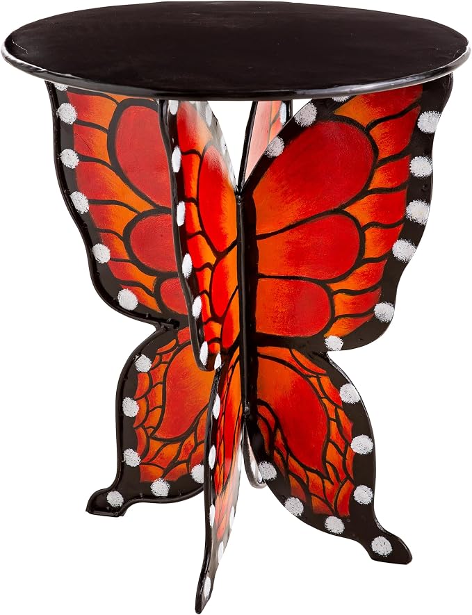 Evergreen Garden Beautiful Indoor Outdoor Metal Side Tables for Your Patio, Lawn, Garden or Home Décor (Butterfly)