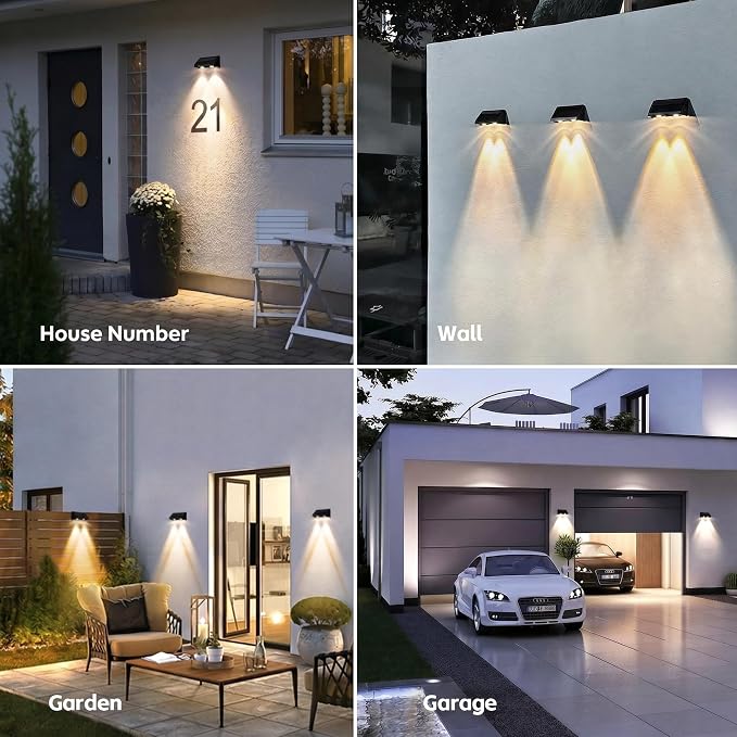 Solar Wall Lights Outdoor for Mailbox, Address, Sign, House Number, Step | Downlight 3000K Warm White Lighting Dusk to Dawn Waterproof Small Convex Lens Solar Powered 1 Pack