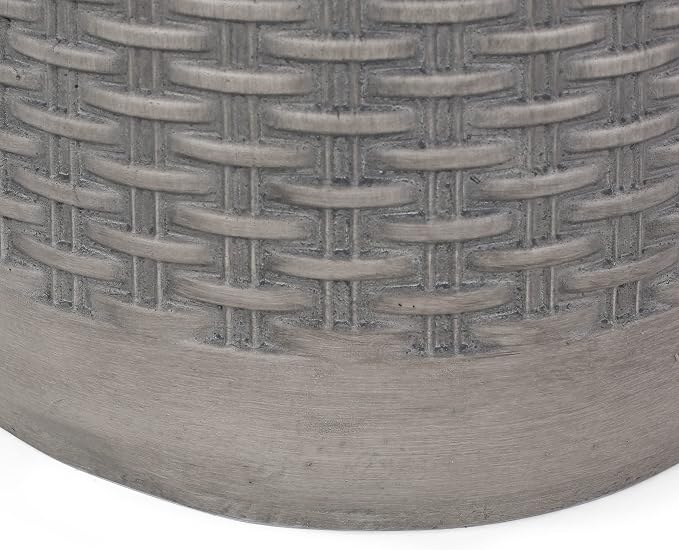 Outdoor Side Table 15.75" Cylindrical Shape Lightweight Concrete-Look Outdoor Indoor Accent Table Decorative Garden Stools, for Patio Porch Living Room, Dark Grey