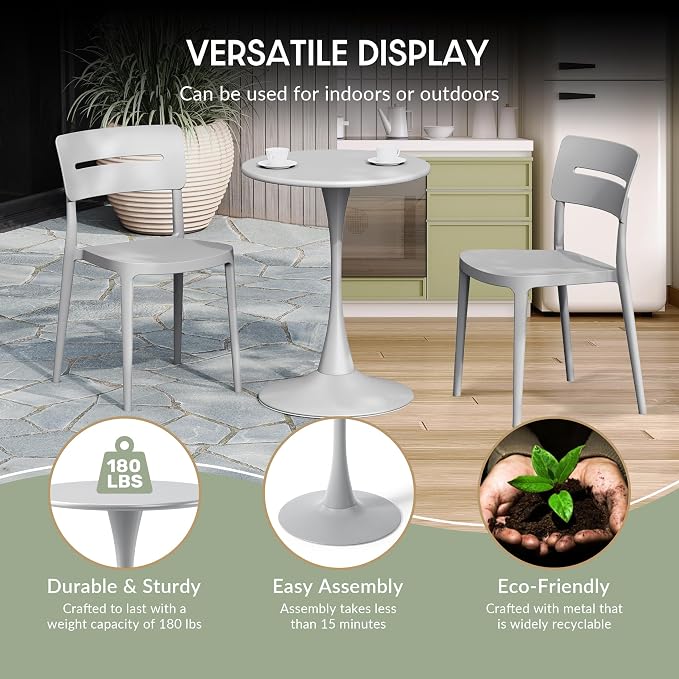 WestinTrends Playa 23.5" Round Outdoor Indoor Metal Cocktail Dining Table, Gray