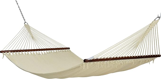 Jumbo Caribbean Hammock and Metal Tribeam Stand (Cream)