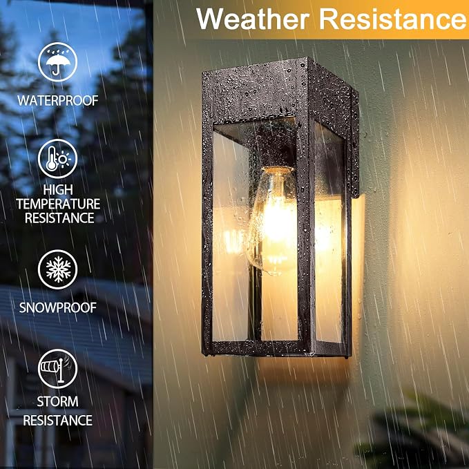 2 Pack Porch Lights Outdoor Wall Sconce, Outdoor Light with GFCI Outlet, Waterproof Exterior Wall Lantern Light Fixtures, Anti-Rust Wall Lamp for Patio Doorway Garage- Oil Rubbed Bronze