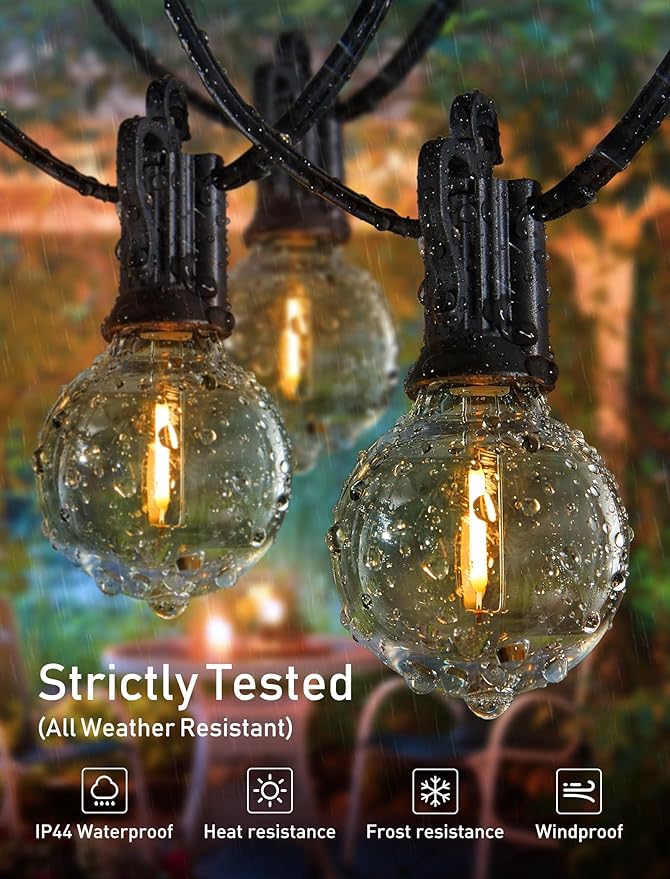 Brightown (2 Pack Outdoor String Lights - Globe Patio Lights 35 Ft with 30 G40 Shatterproof Bulbs, Waterproof Connectable Commercial Hanging Light for Backyard Bistro Porch Cafe Deck