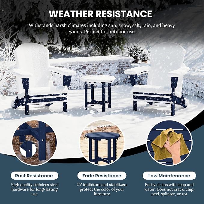 HDPE Altura Round 18" Side Table,Navy Blue