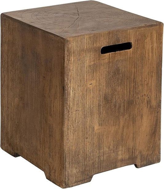 Giantex Outdoor Tank Hideaway Table, Propane Tank Cover for Standard 20 LBS Propane Gas Tank, Outside Patio Side End Table with Side Handles, Brown