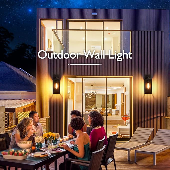 BesLowe Outdoor Wall Light Fixture, Modern Outside Porch Sconce, Black | Waterproof, Rust-Resistant, Durable Metal with Clear Glass, Standard E26 Socket, Easy to Install