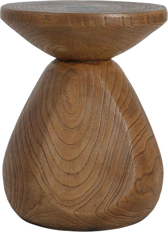 Christopher Knight Home Yone MGO Outdoor Side Table with Wood Grain Finish, Lightweight Concrete Accent Table for Indoor/Outdoor Usage, Small End Table with Waterdrop-Shaped Base, No Assembly, Wood