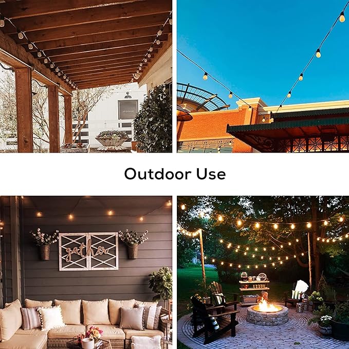 51FT Outdoor Shatterproof LED String Lights, Waterproof 17 Hanging Sockets with 18 x Dimmable LED Bulb Garden Light String, Waterproof Vintage Patio Lights for Wedding Party