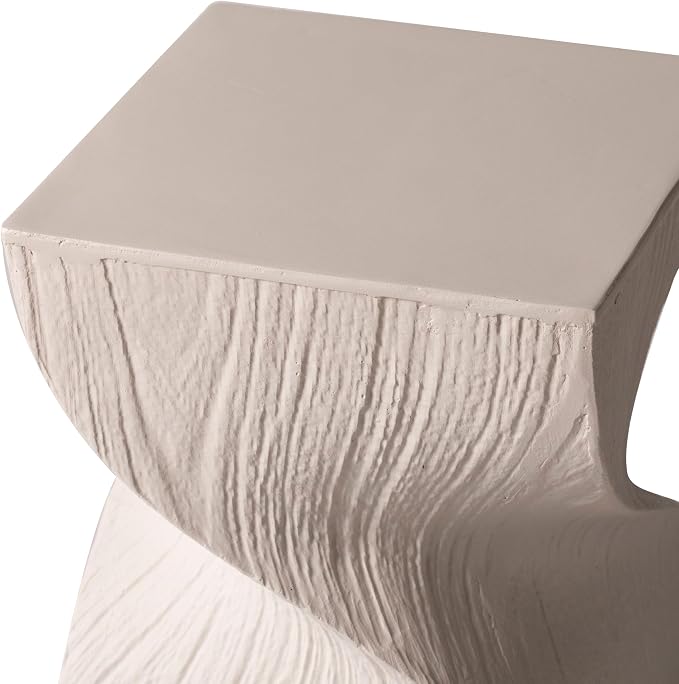 LeisureMod Square Side Table, Accent End Table for Home, Outdoor Patio, Living Room Sofa, Night Stand, Weather-Resistant, Onyx Series in Cream