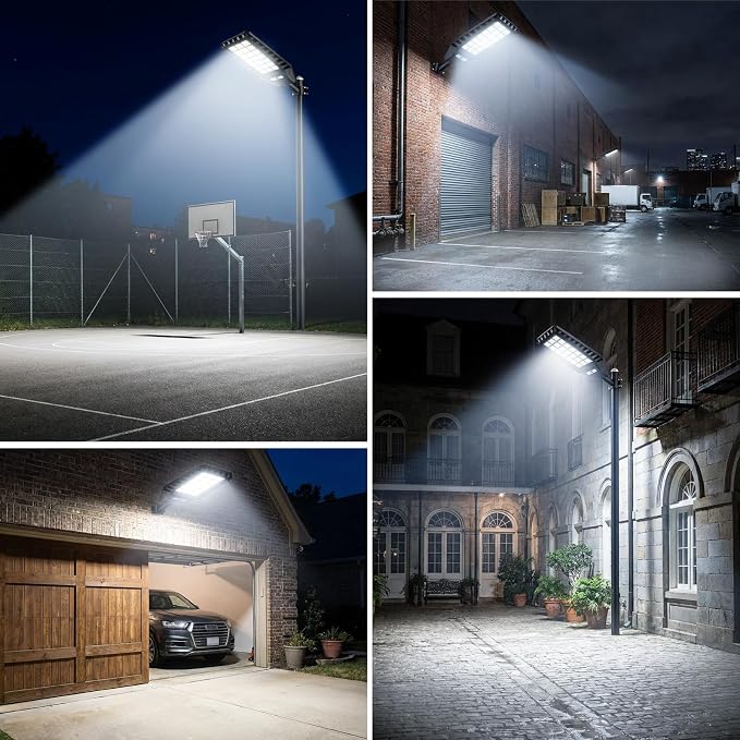 Solar Street Light Outdoor Waterproof, 23” Large Solar Light with Motion Sensor, 6500K Dusk to Dawn Security LED Flood Light, Commercial Outdoor Lighting Heavy Duty for Parking Lot Yard Driveway Farm
