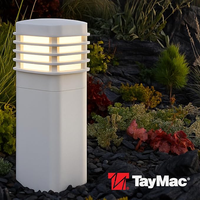 TayMac White Pagoda Light Slide Cover PPPLW for ParkPost Outdoor Power Enclosure (Required), 600-Lumen 2700K Polycarbonate Post Cap Light for Garden Decor, Seamless Pagoda Lighting Accessory