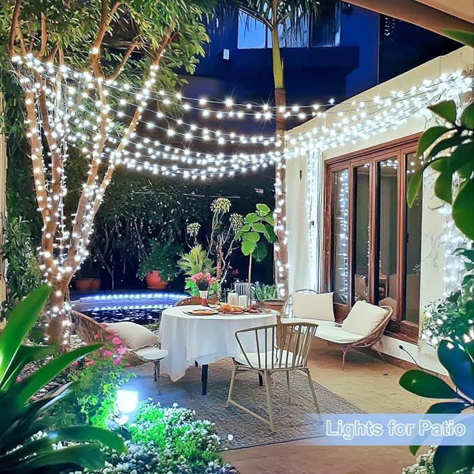 JMEXSUSS 1000 LED White Christmas String Lights Outdoor with Remote | Christmas Tree Lights, 272 Ft Outdoor String lights for Outside Patio Garden Bedroom Party Holiday Wedding Christmas Decor