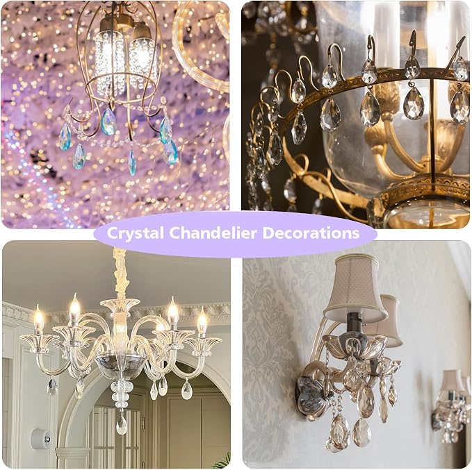 10pcs Crystal Sun Catcher 38mm Clear Teardrops Chandelier Parts Decor | Crystal Sun Catcher, 38mm Hanging Crystal, Chandelier Parts, Prism Pendants with Hook, Crystal Christmas Ornaments Home Decor
