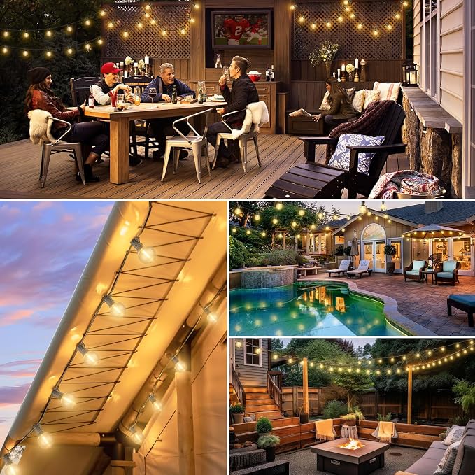 100ft Outdoor G50 LED Globe String Lights Dimmable Waterproof Shatterproof Light Strings with 52 Bulbs Connectable Commercial Hanging Lights for Christmas Patio House Backyard Balcony Party | Shatterproof Light Strings Connectable Commercial Dimmable H...