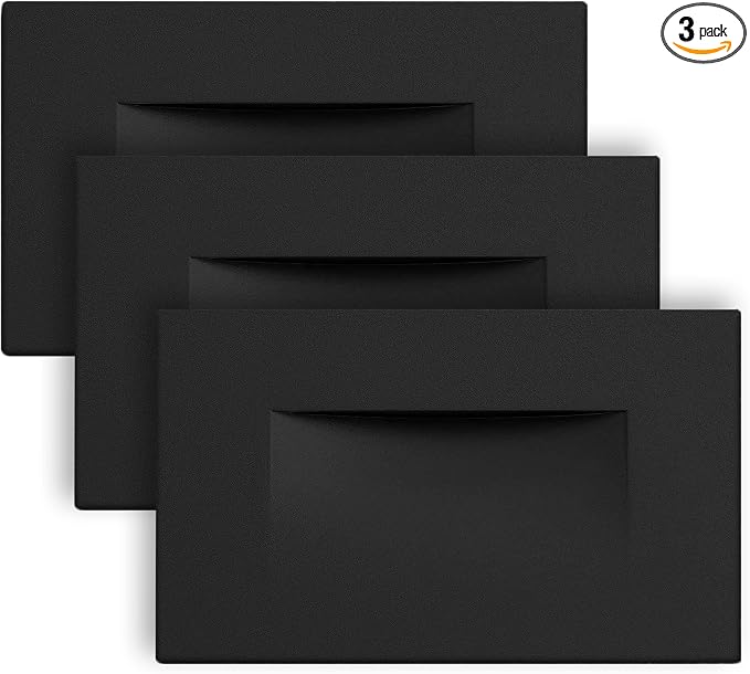 Ciata LED Stair Lights Indoor, Step Lights Outdoor Light 3 Watt, Warm White Stairway Lighting for Outdoor and Indoor Stairs 3000K Concrete, Home Theater Lighting, Black Finish, Horizontal, 3 Pack