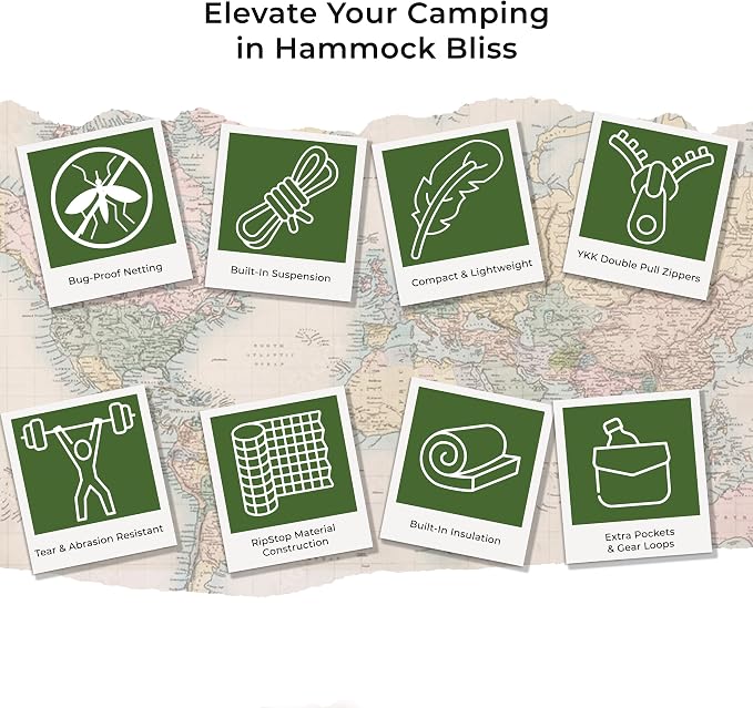 Hammock Bliss Sky Bed Bug Free - Insect Free Hanging Tent That Hangs Like A Hammock But Sleeps Like A Bed - Unique Asymmetrical Design Creates An Amazing Lay Flat Camping Hammock Sleeping Experience