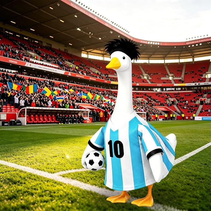 2026 World Soccer Goose Outfit for 23 Inch Porch Statue – Handmade Goose Jersey Costume with Soccer Ball for American Fans, Soccer Party, Sport Season Decor – Outdoor Patio Yard Lawn Art