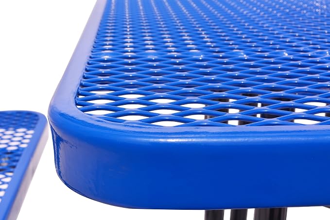 Heavy Duty 46" Steel Square Picnic Table,Expanded, Metal Outdoor Table (Blue)