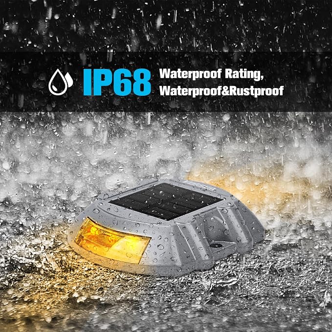 VOLISUN Solar Deck Driveway Dock Lights,Solar Pathway Lights,Warm 12 Pack | Solar Powered LED, IP68 Waterproof Led Outdoor Warning Step Marine Lights for Sidewalk Garden Yard