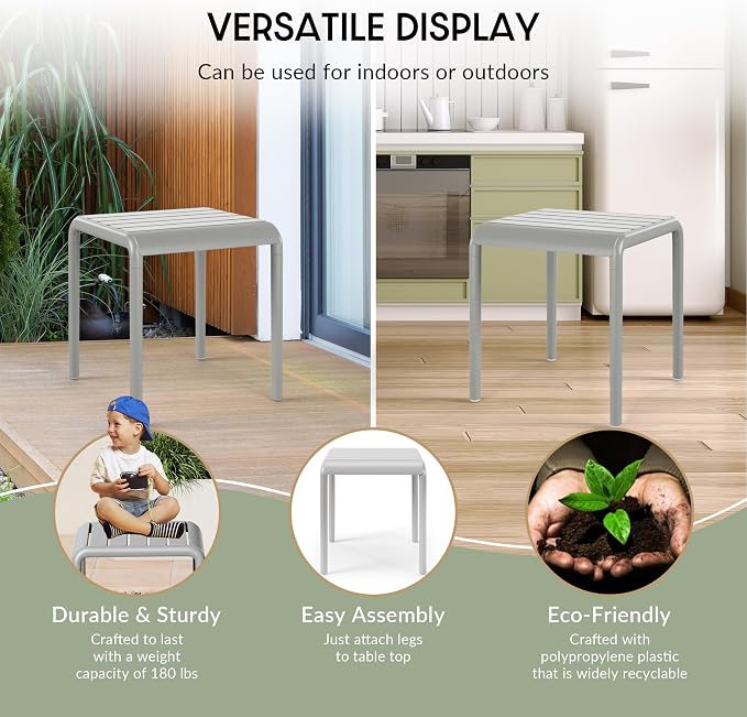 WestinTrends Playa Plastic Modern Outdoor Patio Accent Side Tables (Set of 2), Gray