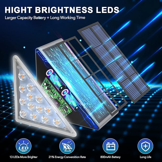 AUDLES LED Solar Step Lights Waterproof Outdoor Stair Lights, Warm White Solar Deck Light IP67 Solar Decoration Lights for Yard, Patio, Garden, Walkways, Front Door, Pathway, Driveway, Porch 2PK