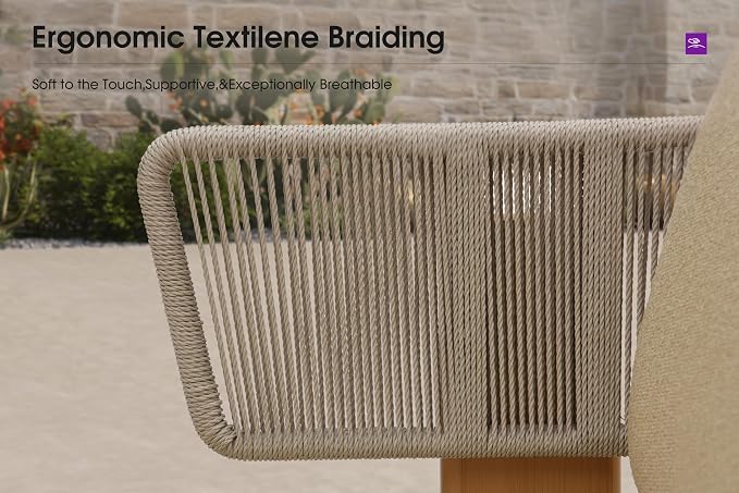 PURPLE LEAF Patio Furniture Set Modular L-Shaped Outdoor Sectional Sofa with 11" Thick Olefin Cushion 5-Piece Outdoor Conversation Set for Patio Backyard Garden Poolside, Beige