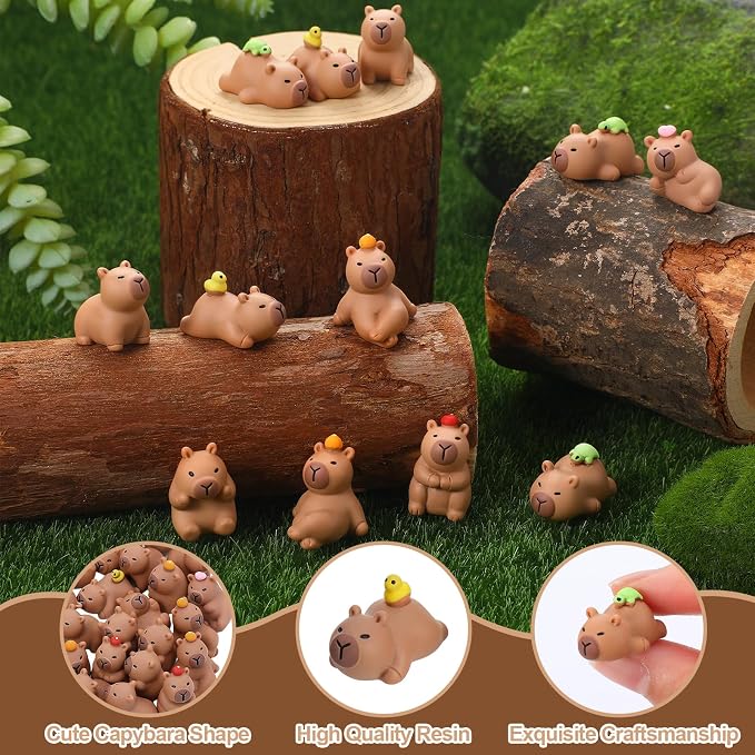 45 Pcs Mini Capybara Figures 9 Styles Mini Resin Capybaras Cute Capybara Figurines Resin Animals Miniature Figurines Tiny Animals for Garden Moss Landscape Dollhouse Tabletop Party Decor DIY