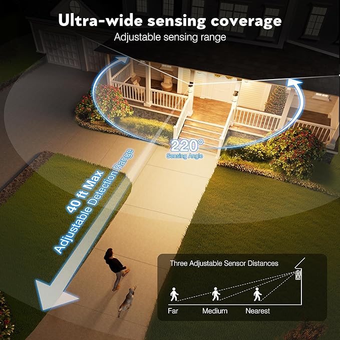 VIANIS Black Motion Sensor Porch Lights Outdoor, Modern Exterior Lighting Fixtures Wall Mount for House, Anti-Rust Waterproof Outdoor Sconce Lights for Garage, Front Door with Tempered Seeded Glass