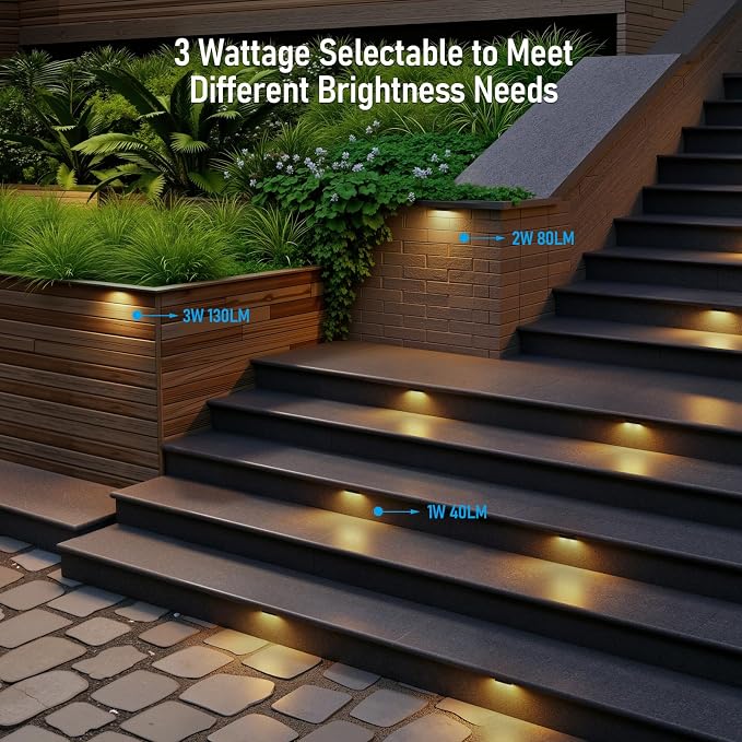 LEONLITE 8-Pack 4 Inch LED Hardscape Lighting, 1W/2W/3W, 2700K Soft White | Update Dimmable Retaining Wall Lights, Low Voltage Landscape Lighting, 12-24V AC/DC Paver Light, Outdoor Step Lights, ETL