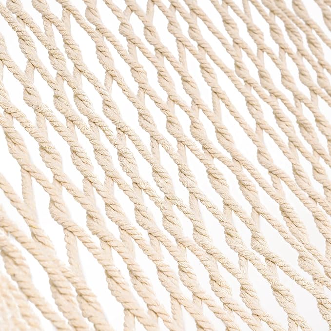 Lazy Daze Hammocks 12FT Double Rope Hammocks, 2 Person Hand Woven Cotton Hammock with Spreader Bar for Outside, Patio, Poolside, FIT 13-15 FT Stand, Max 450 Lbs, Natural, 141 x 57 inches