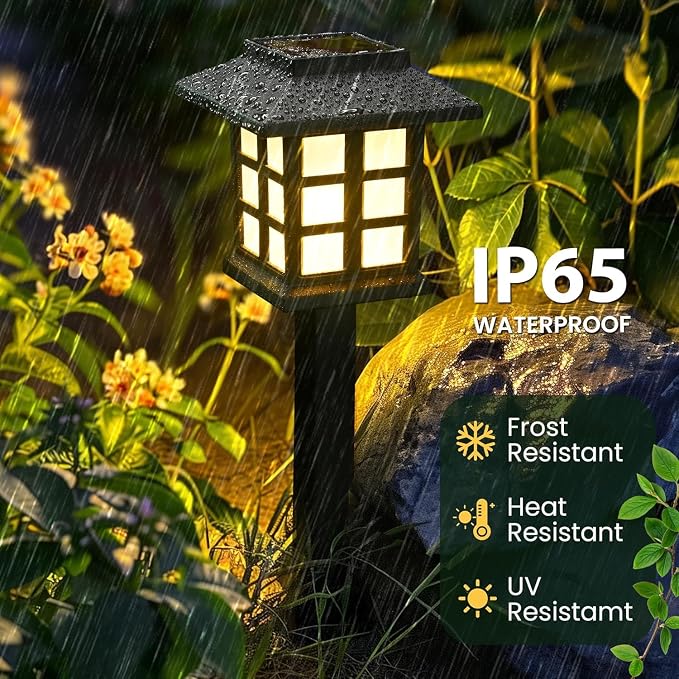 GIGALUMI Solar Lights Outdoor Waterproof 10 Pack, LED Garden Decor | Warm White LED Solar Garden Lights Outdoor Decor, 8 Hours of Landscape Lighting for Garden