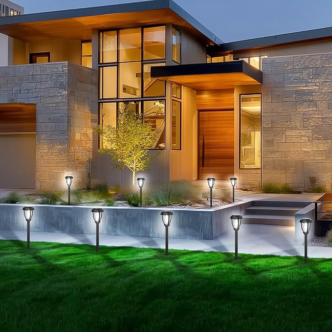 DERAYSION 12 Pack Solar Lights Outdoor, Solar Pathway Lights Auto On/Off Waterproof LED Garden Lights for Landscape Path, Yard, Walkway, Driveway, Sidewalk, Cold White | Dusk-to-Dawn Waterproof LED Solar Lights Outdoor for Garden Pathway Yard Landscape...