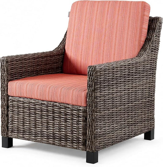 Wicker Patio Conversation Set, Outdoor Patio Chair Set with Deep Seating, Wide Armrests & Thick Cushions, All-Weather Outdoor Furniture Set for Patio, Porch, Deck & Backyard