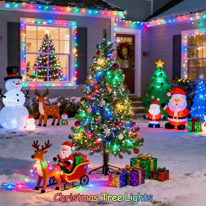 JMEXSUSS Connectable 91.5ft 250 LED Multicolor Christmas Lights Indoor | Christmas Lights Outdoor Waterproof, 8 Modes String Light Plug in for Wedding Party Garden Decorations