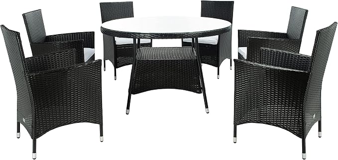 SAFAVIEH Outdoor Collection Challe Black/White Dining Set PAT7702A-3BX