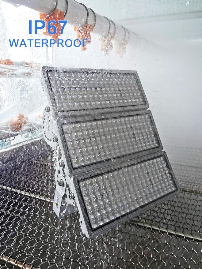 Kekeou 300W LED Stadium Light, 42000LM 100W 3-Pack Sports Field Lighting | 6500K. Flicker-free, IP67 waterproof, 10KV surge. rugged build. 180° adjustable, easy install for docks parking lot