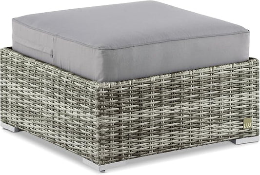 Elle Decor Vallauris Patio Outdoor Furniture Collection, Premium All Weather Wicker, Ottoman, Gray