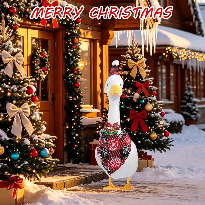 8 Set Holiday Porch Goose Outfits for 17/23" Plastic Lawn Goose - 4th of July Valentines St. Patricks Easter Summer Fall Halloween Christmas Clothes - Patio Yard Garden Decor with Hat Glasses and Bib