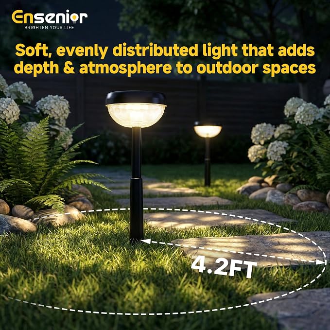 Ensenior 8-Pack Solar Lights Outdoor, Auto ON/Off 6500K LED Solar Garden Lights for Pathway, Yard, Patio, Walkway, Flower Bed, Halloween Christmas Landscape Lighting, IP65 Waterproof, Flag Lights