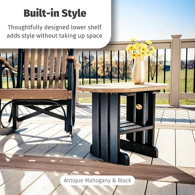 LuxCraft Poly Small Table Stand, Outdoor Side Tables for Patio, Weatherproof Patio End Table for Outside, Eco Friendly and UV Resistant HDPE - Amish Made in USA (Weatherwood)