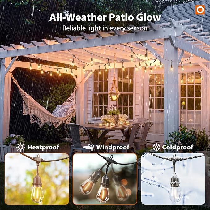 addlon 200FT Outdoor String Lights with Remote Dimmable Waterproof Patio | Warm White Edison Bulbs, Heavy Duty Shatterproof Hanging Strand for Outside Backyard Porch Garden Bistro Pergola Party