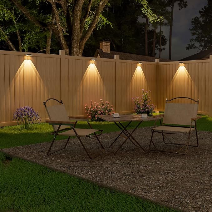 Solar Fence Lights,8 Pack Solars Deck Light,Warm White Color,Outdoor Bulb Waterproof Led IP65,Power Patio Lamp with Lenses for Outside/Backyard/Railing/Yard（White）