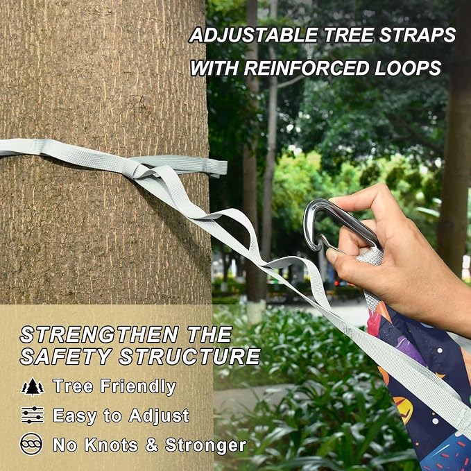 Camping Hammock Outdoor Hammocks for Outside Colorful Ice-Cream Beach Trees Portable Lightweight with Pockets Tree Straps Indoor