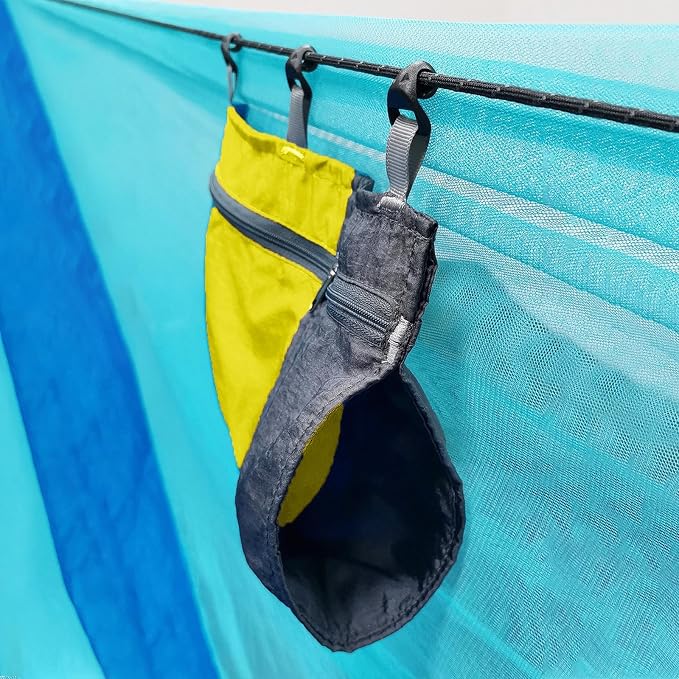 Hammock Organizer Hammock Storage Bag Slidable Lightweight Folding Durable Storage Container Dangling Pouch for Camping Climbing, Yellow