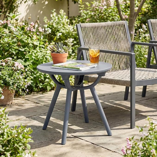 Tangkula Outdoor Side Table, 20" Round Patio Bistro Table, Outside Accent Coffee Table for Poolside, Balcony, Garden, Porch, Lawn (1 Pack,Gray)