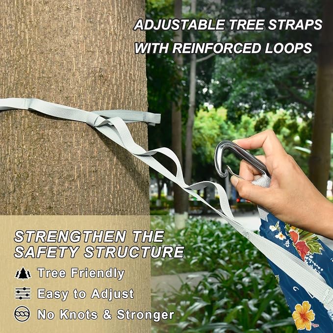 Camping Hammock Outdoor Hammocks for Outside Flower Shark Ocean Beach Trees Portable Lightweight with Pockets Tree Straps Indoor
