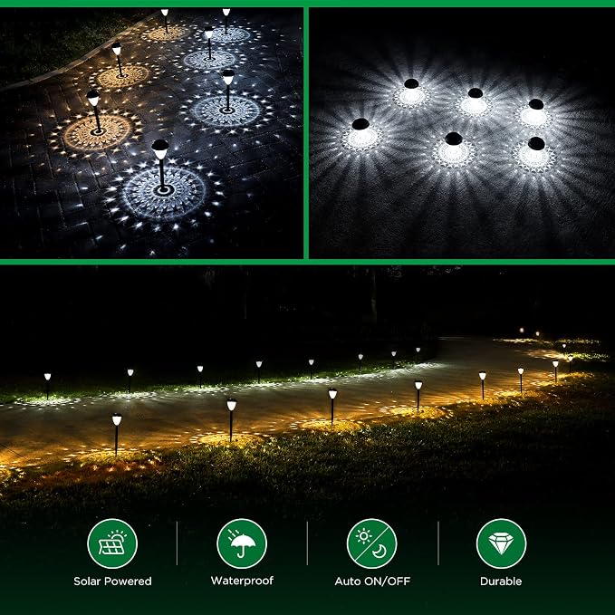 URAGO Super Bright Solar Lights Outdoor Waterproof-10 Pack, Dusk to Dawn Up to 12 Hrs Solar Powered Outdoor Pathway Garden Lights Auto On/Off, LED Landscape Lighting Decorative for Walkway Patio Yard