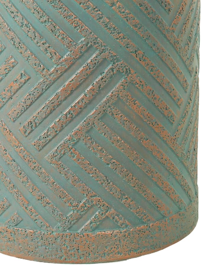 16.93" Cement End Tables for Patio,Green | Faux Terrazzo Modern Small Round Side Accent Table,Tree Stump Garden Stool Drum Indoor and Outdoor