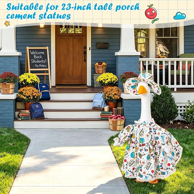 FuWeave Fall Porch Goose Outfit for Lawn Decor | Fits 23"/17" Lawn Plastic/Cement Statue Goose Costume Dress for Front Outdoor Courtyard Garden Patio Yard Decoration